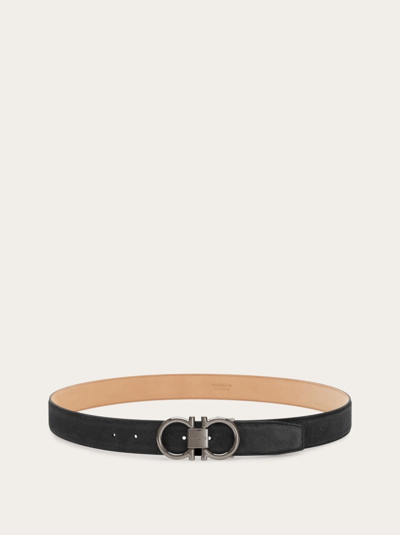 Ferragamo | Men's Adjustable Gancini Belt - Dark Silver