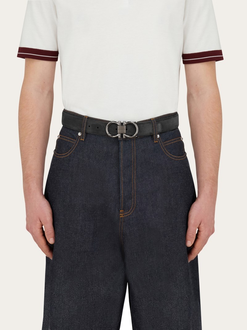 Ferragamo | Men's Adjustable Gancini Belt - Dark Silver