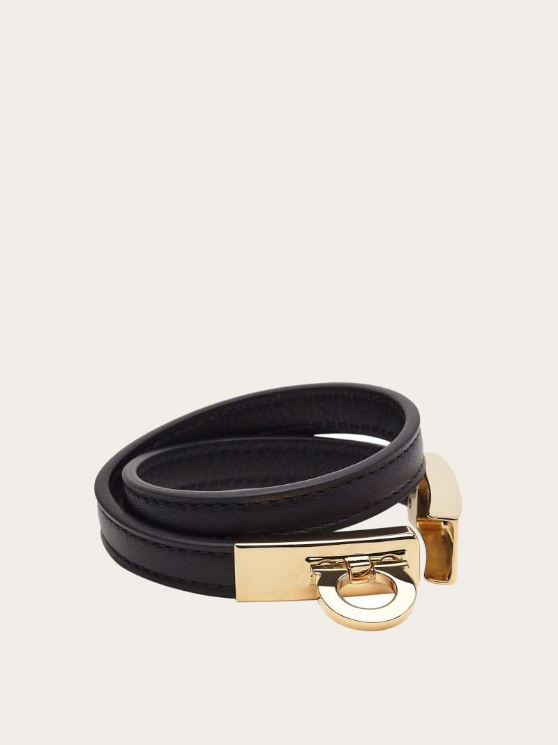Ferragamo | Women's Gancini Double Twist Bracelet - Black (Size 17)