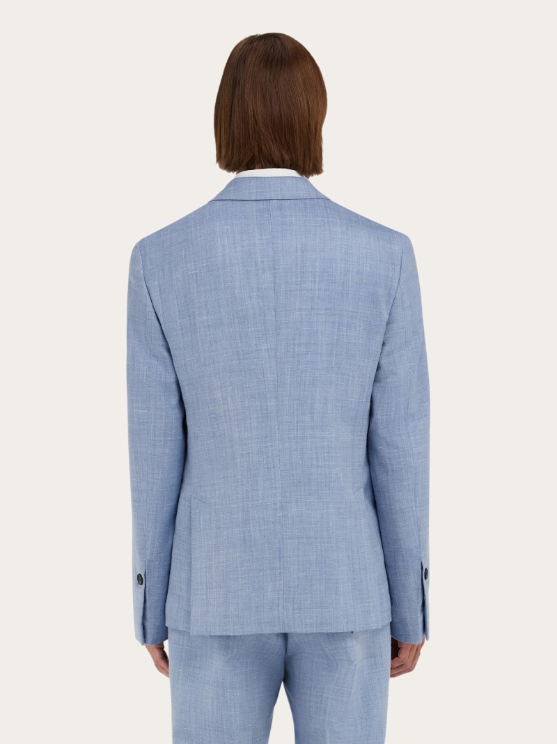 Ferragamo | Men's Single Breasted Blazer - Denim/White