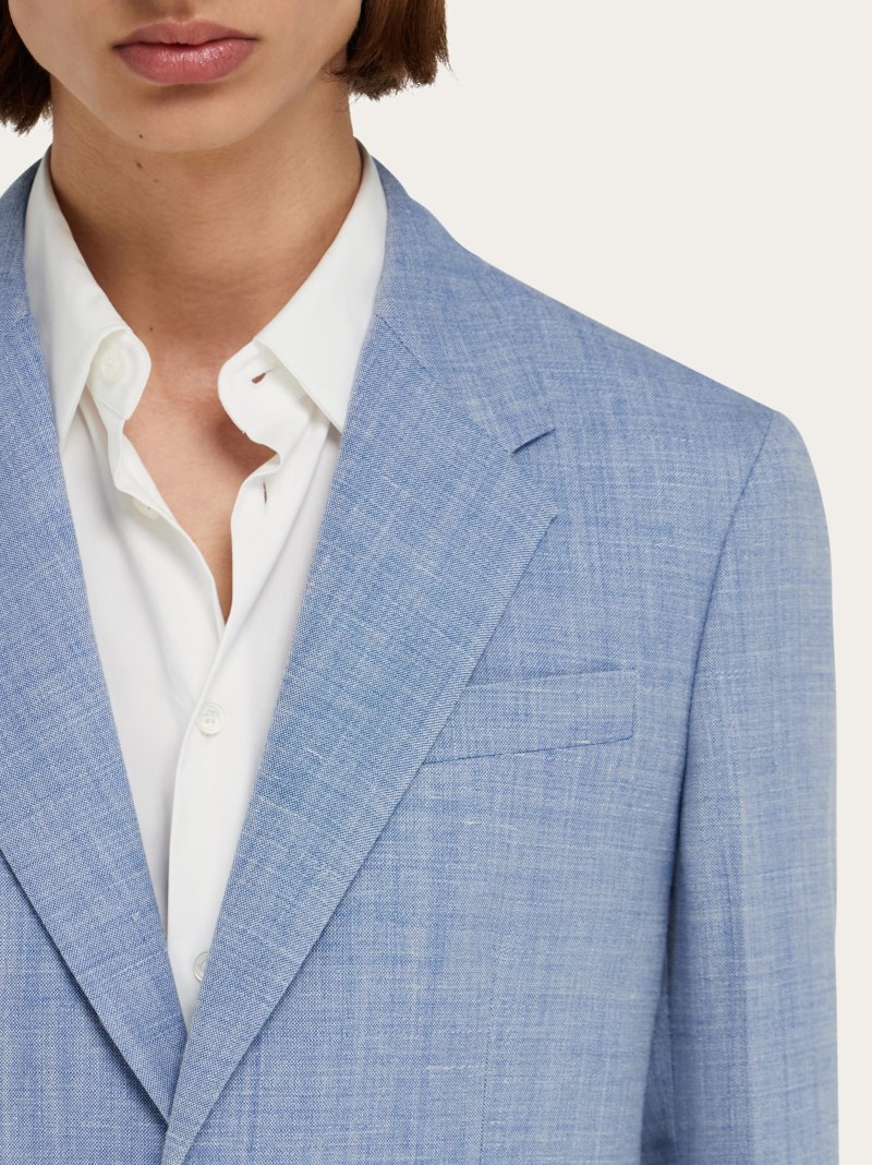 Ferragamo | Men's Single Breasted Blazer - Denim/White