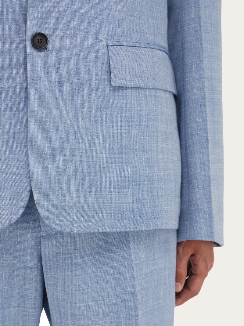 Ferragamo | Men's Single Breasted Blazer - Denim/White