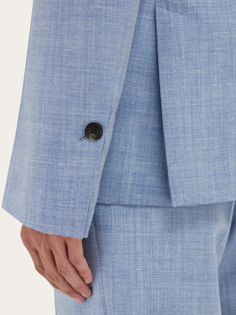 Ferragamo | Men's Single Breasted Blazer - Denim/White