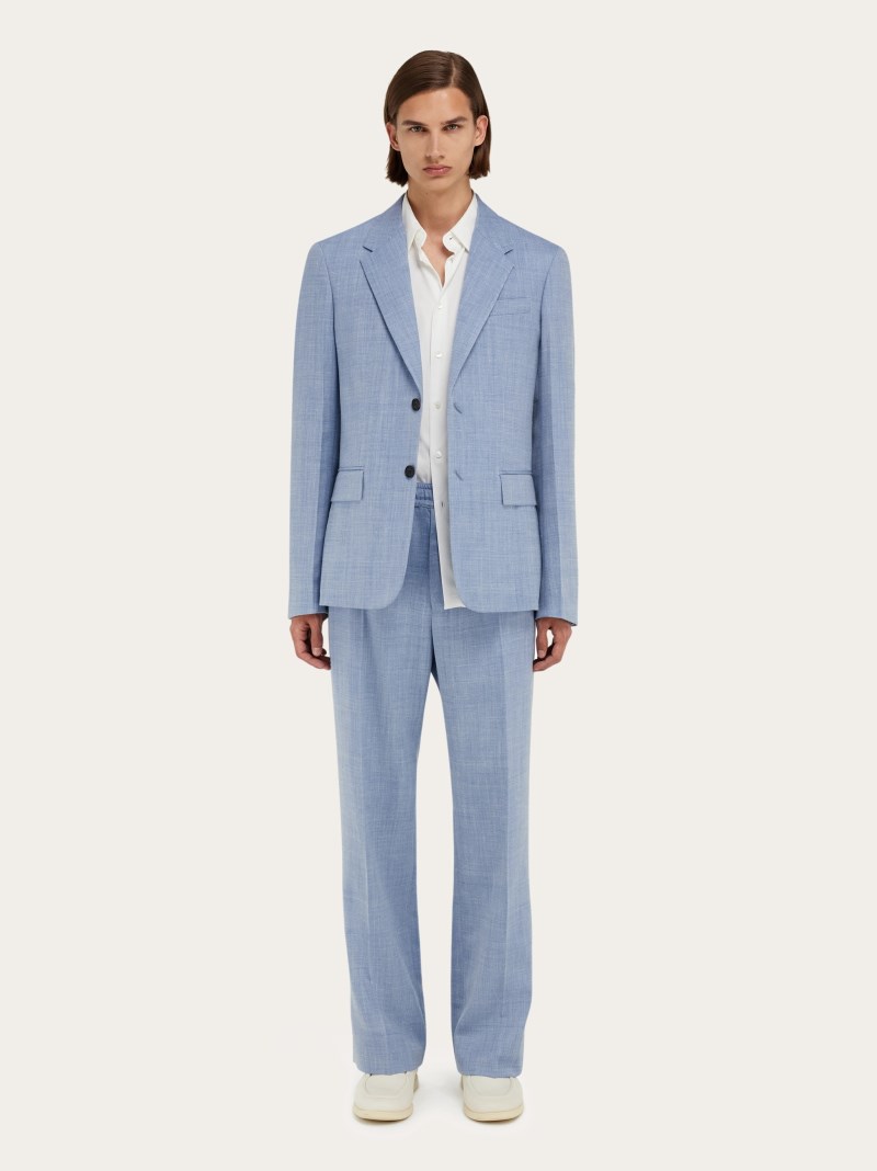Ferragamo | Men's Single Breasted Blazer - Denim/White