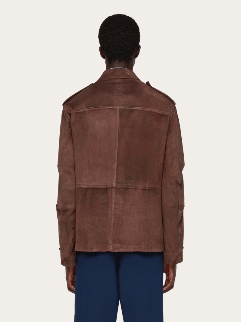 Ferragamo | Men's Suede Saharan Jacket - Espresso