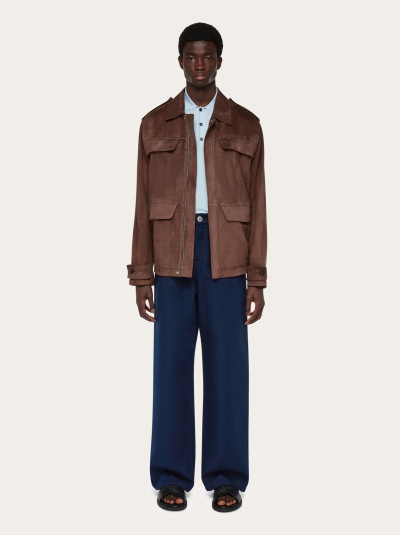 Ferragamo | Men's Suede Saharan Jacket - Espresso
