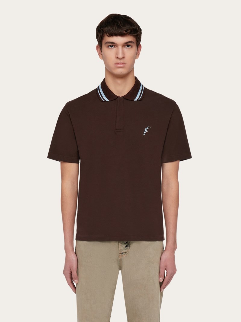 Ferragamo | Men's Organic Cotton Polo Shirt - Espresso