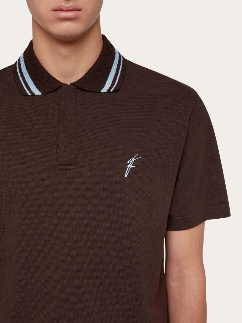 Ferragamo | Men's Organic Cotton Polo Shirt - Espresso