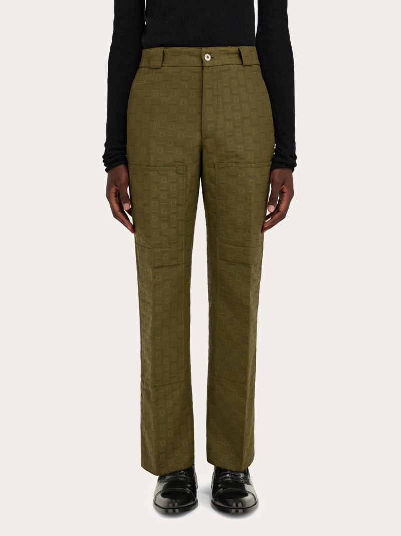 Ferragamo | Men's Monogram Trouser - Olive Green