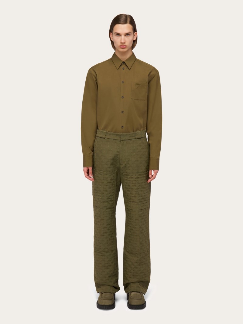 Ferragamo | Men's Monogram Trouser - Olive Green