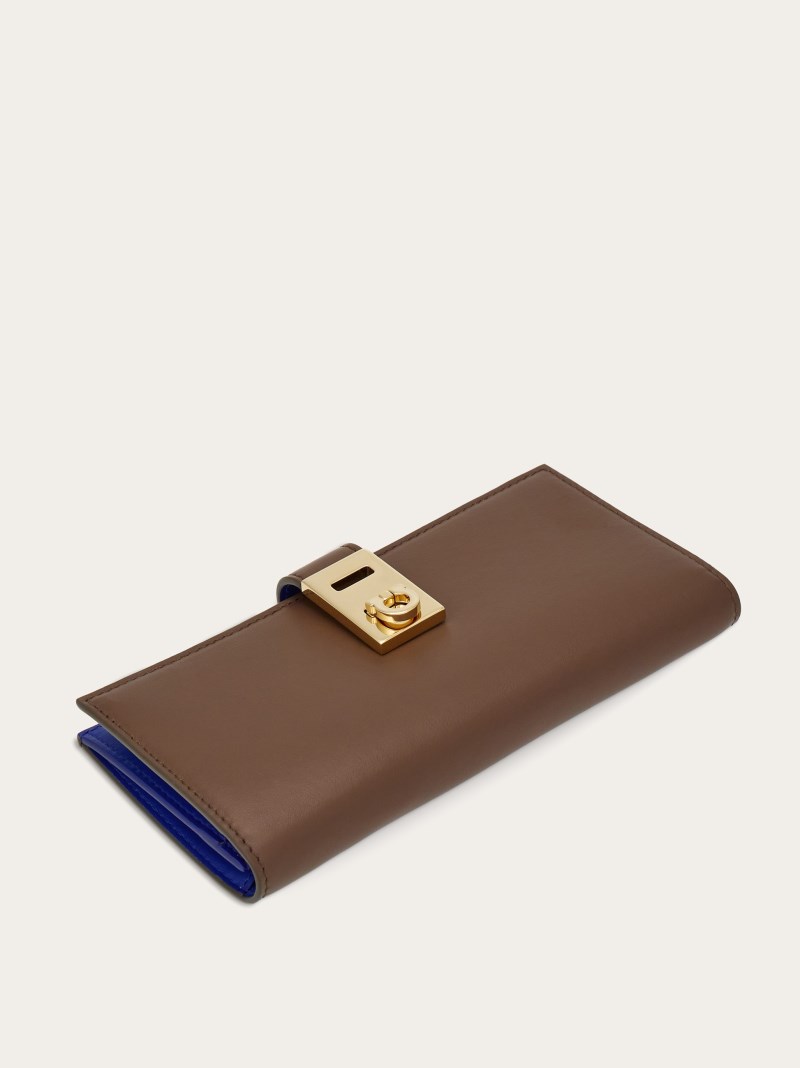 Ferragamo | Women's Hug Two-Tone Continental Wallet - Clay/Lapis Lazuli