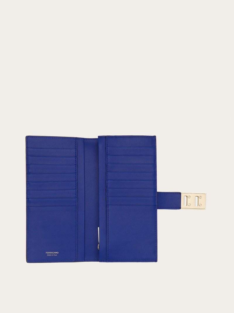 Ferragamo | Women's Hug Two-Tone Continental Wallet - Clay/Lapis Lazuli