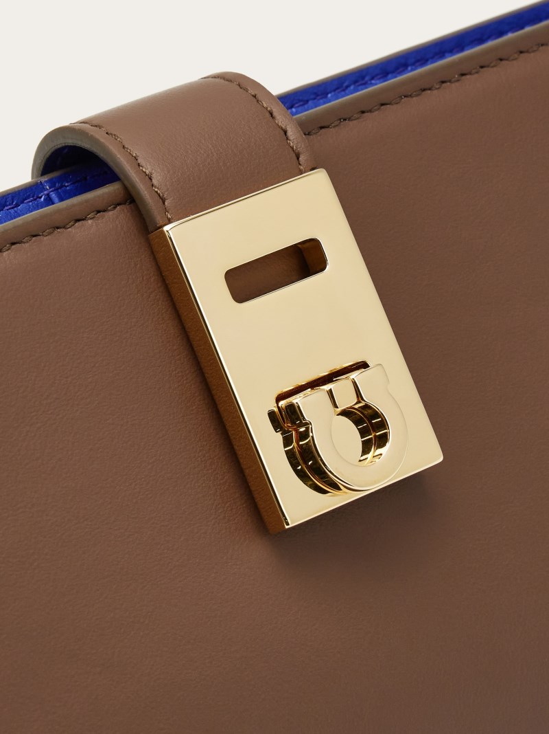 Ferragamo | Women's Hug Two-Tone Continental Wallet - Clay/Lapis Lazuli