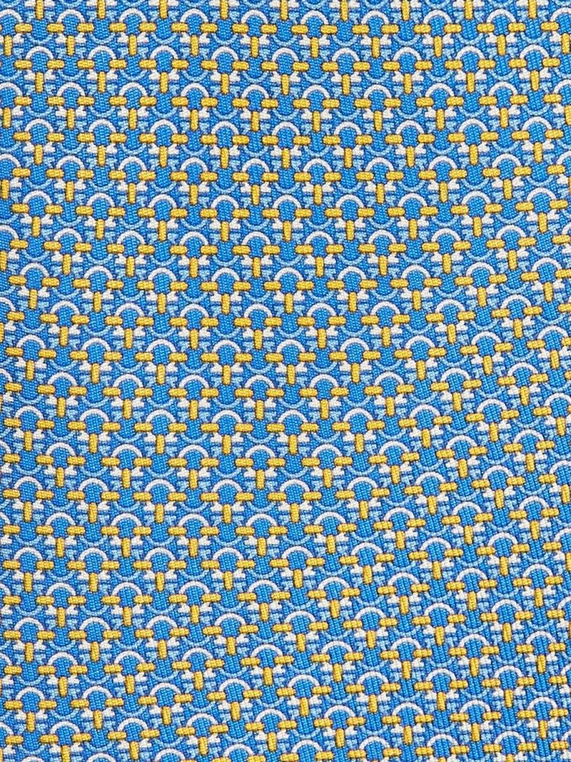 Ferragamo | Men's Gancini Print Silk Tie - Royal Blue/Yellow