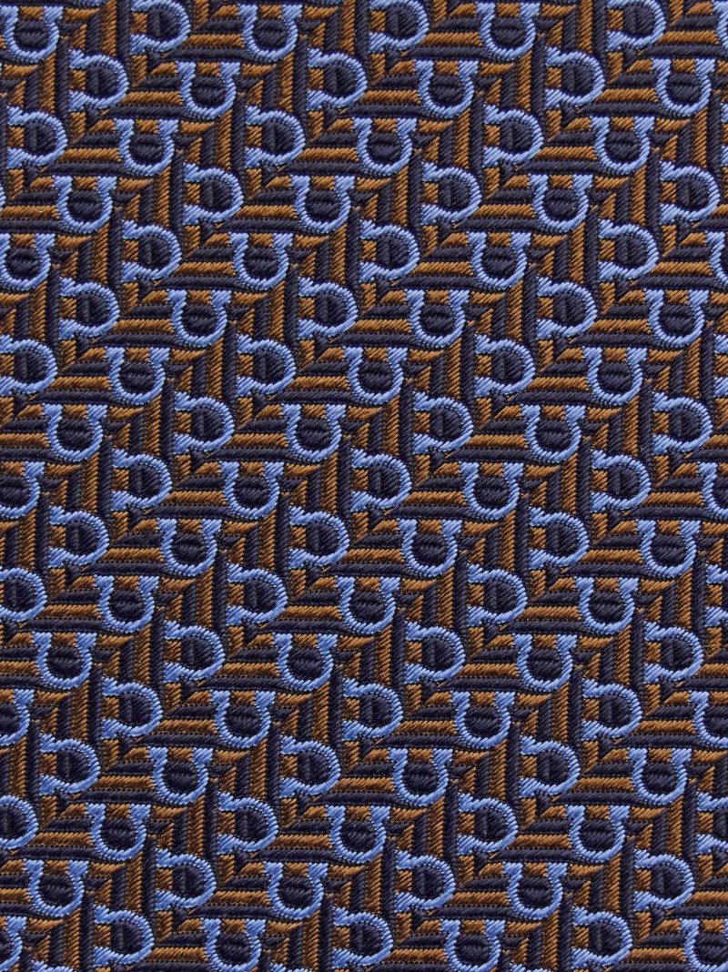 Ferragamo | Men's Jacquard Tie With Diagonal Gancini - Bronze