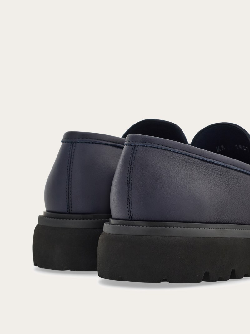Ferragamo | Men's Moccasin With Gancini Ornament - Navy Blue