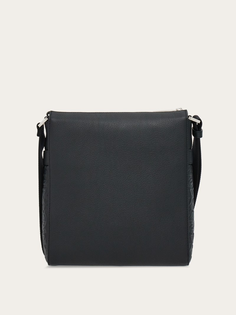 Ferragamo | Men's Embossed Gancini Crossbody Bag - Black