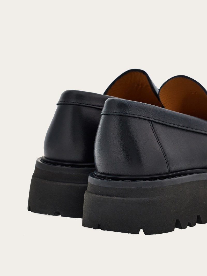 Ferragamo | Men's Chunky Moccasin With Gancini Ornament - Black