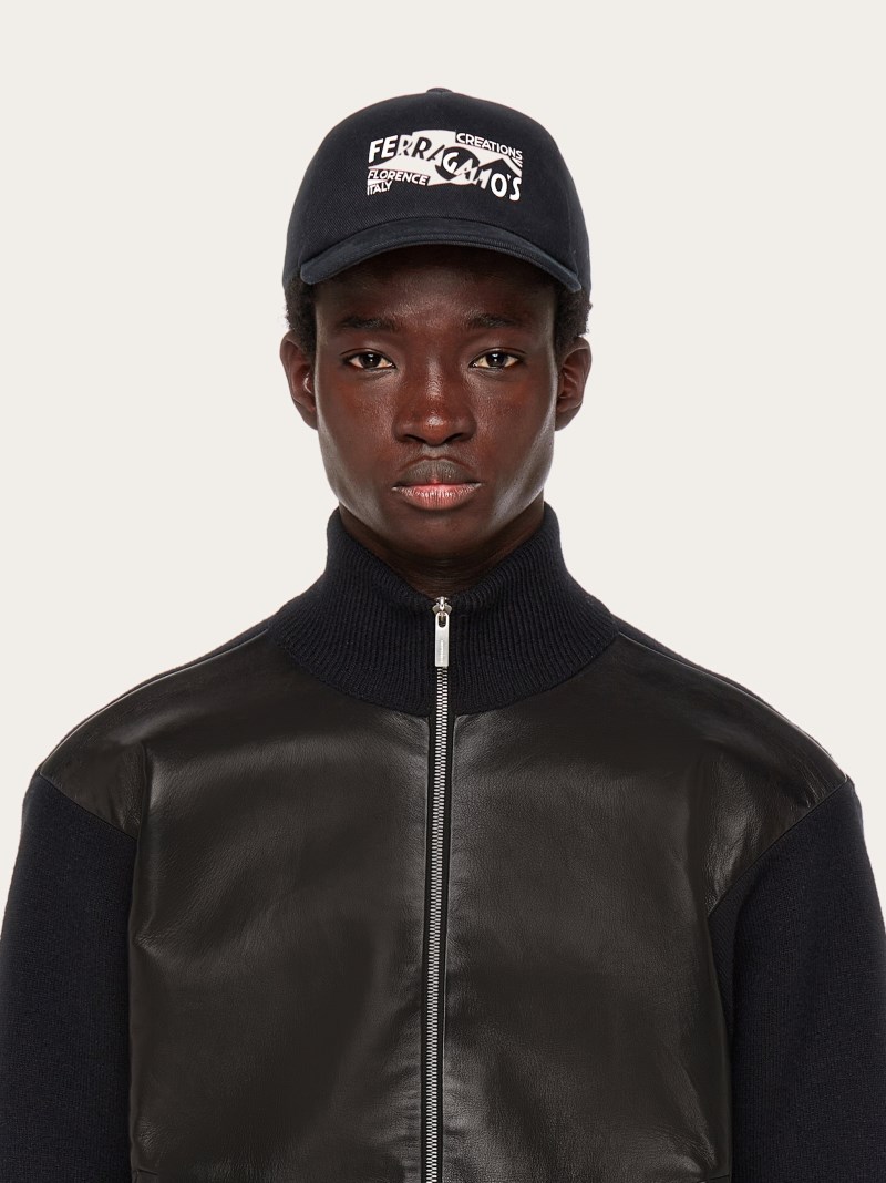 Ferragamo | Men's Baseball Cap With Logo - Black/White