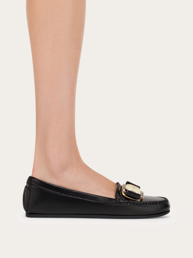 Ferragamo | Women's Crystal Embellished Driver Loafer - Black