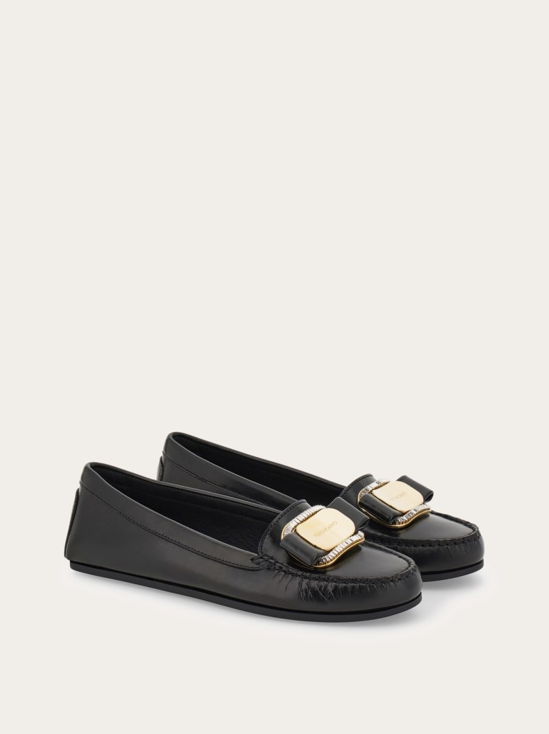 Ferragamo | Women's Crystal Embellished Driver Loafer - Black