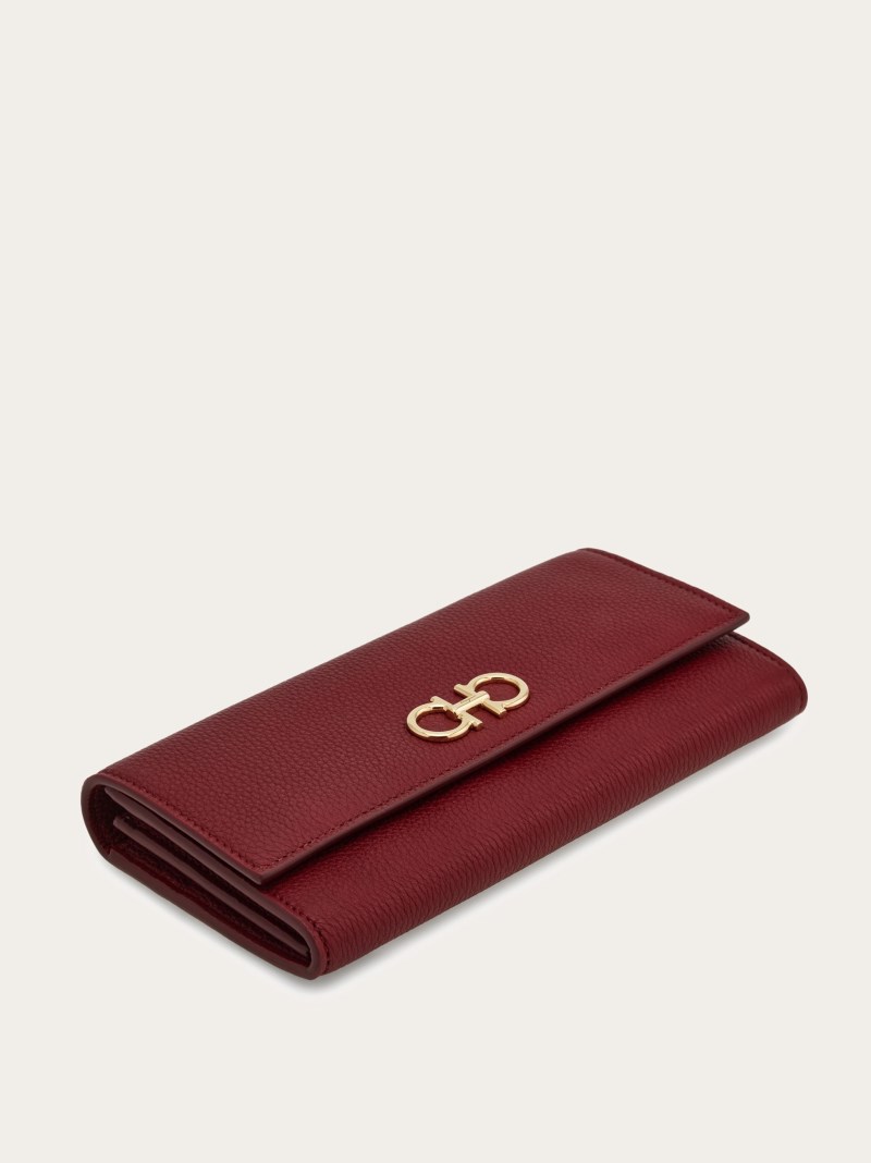 Ferragamo | Women's Gancini Wallet With Chain - Bourgogne