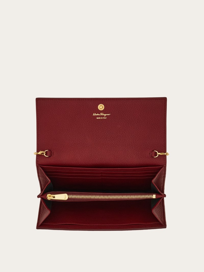 Ferragamo | Women's Gancini Wallet With Chain - Bourgogne