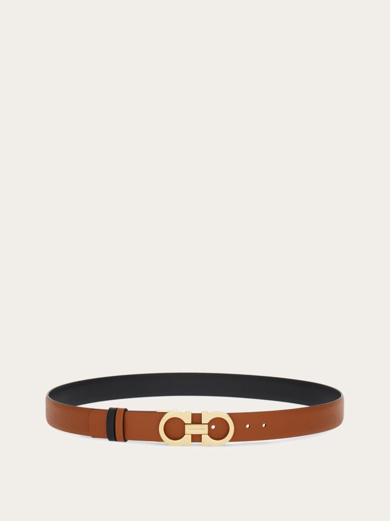 Ferragamo | Women's Reversible And Adjustable Gancini Belt - Cognac/Black