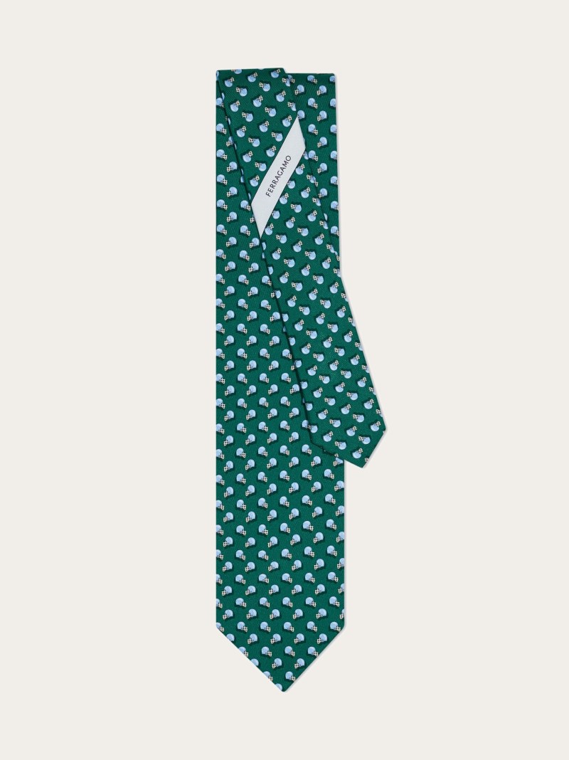 Ferragamo | Men's Football Print Silk Tie - Green
