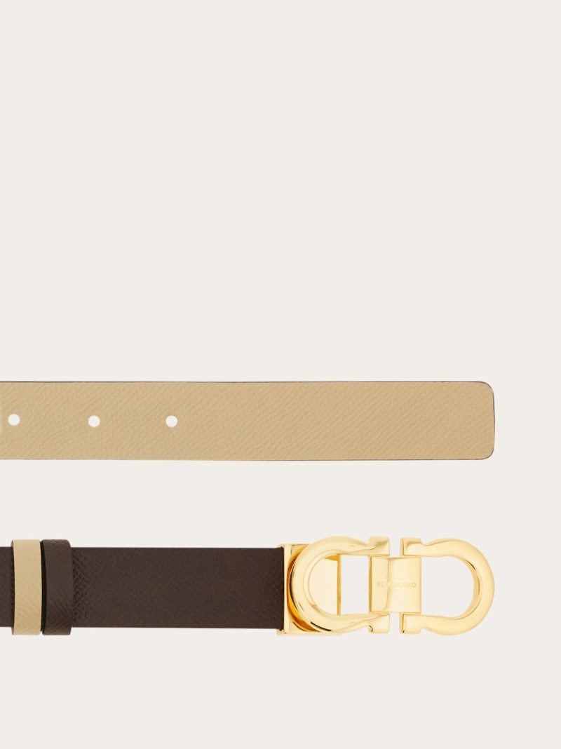 Ferragamo | Women's Adjustable And Reversible Gancini Belt - Testa Di Moro/Stone