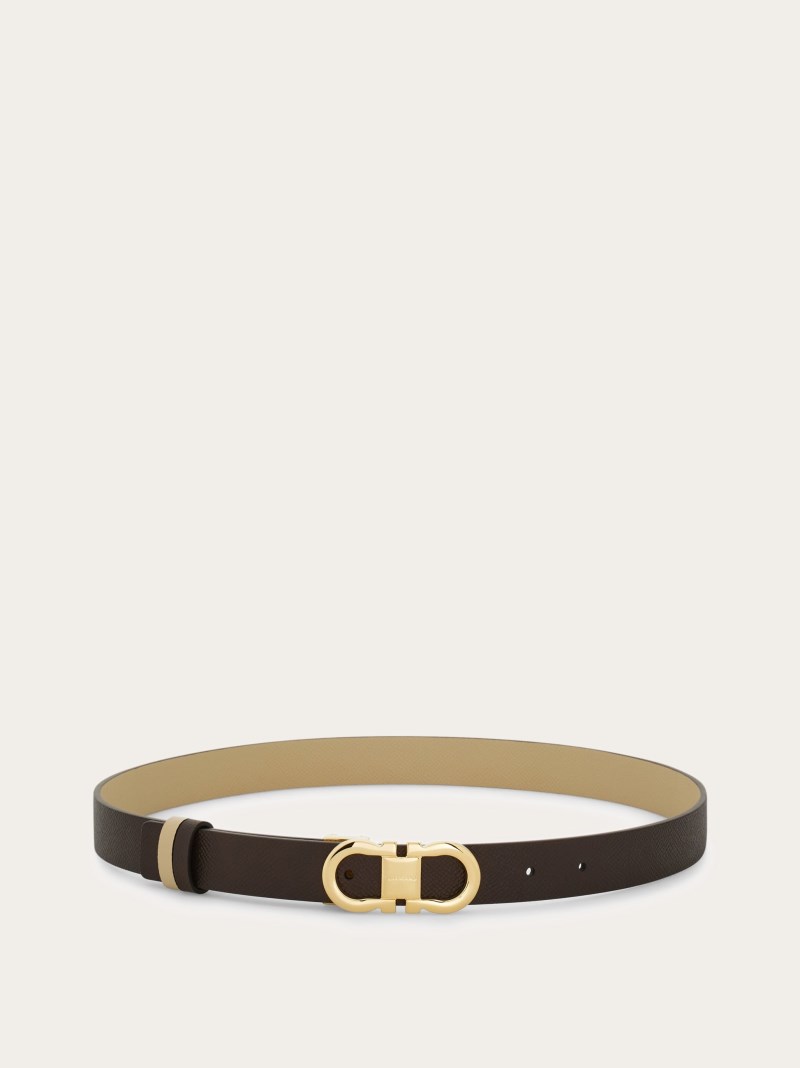Ferragamo | Women's Adjustable And Reversible Gancini Belt - Testa Di Moro/Stone