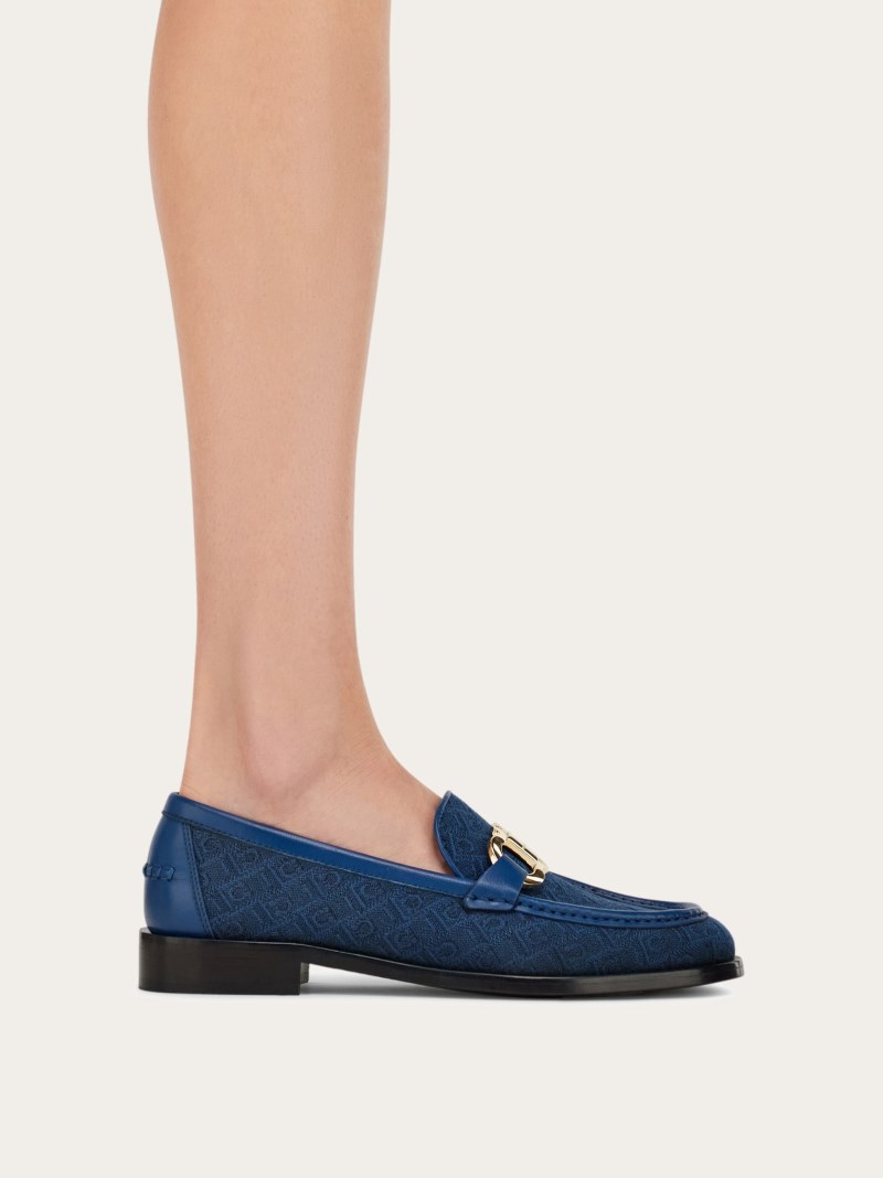 Ferragamo | Women's Gancini Ornament Moccasin - Teal Blue