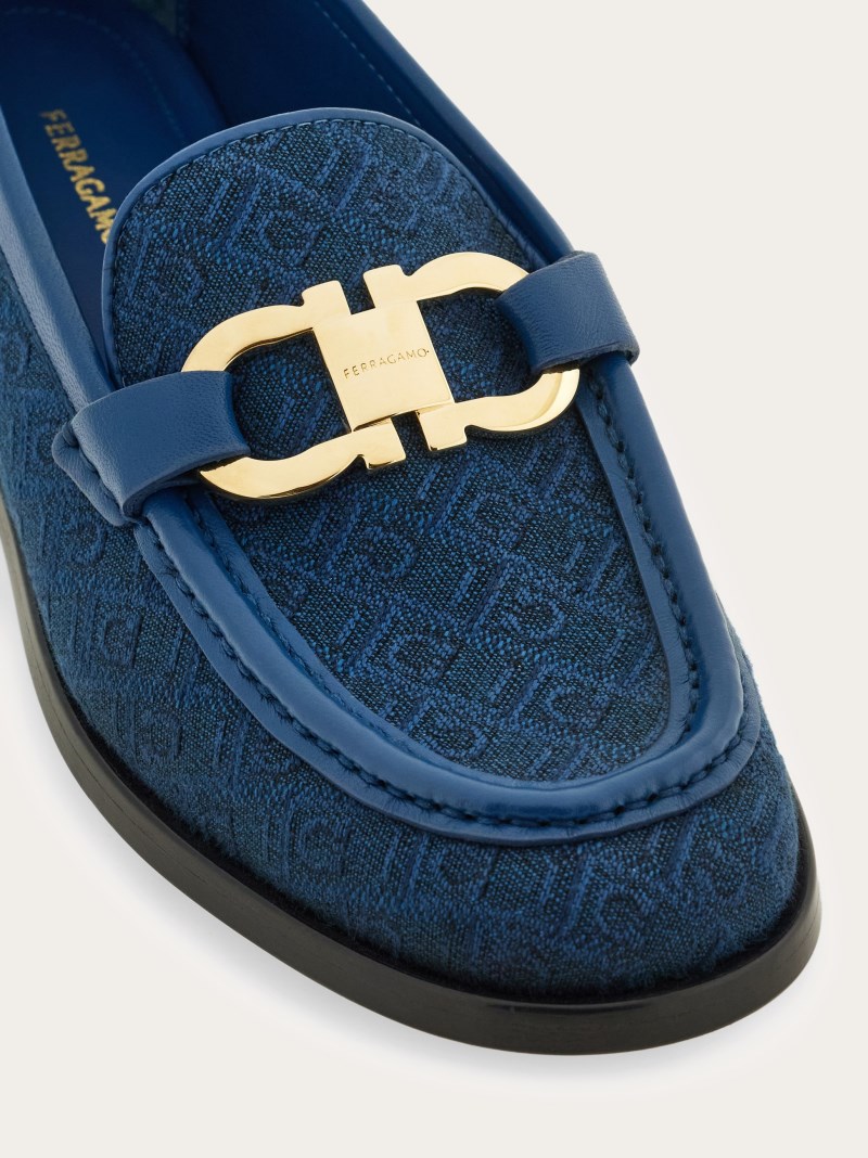 Ferragamo | Women's Gancini Ornament Moccasin - Teal Blue