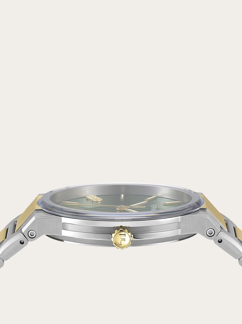 Ferragamo | Men's Sapphire Watch - Stainless Steel/Ip Yellow Gold/Green