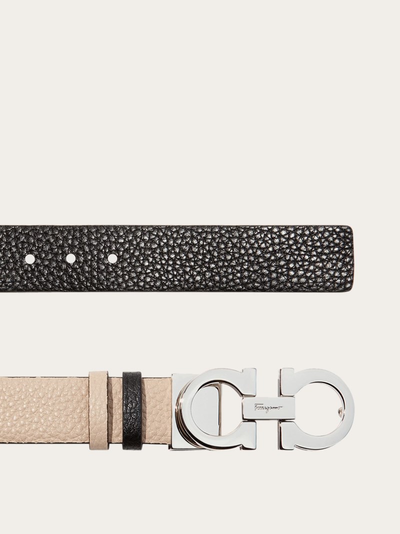 Ferragamo | Women's Reversible And Adjustable Gancini Belt - New Bisque/Black