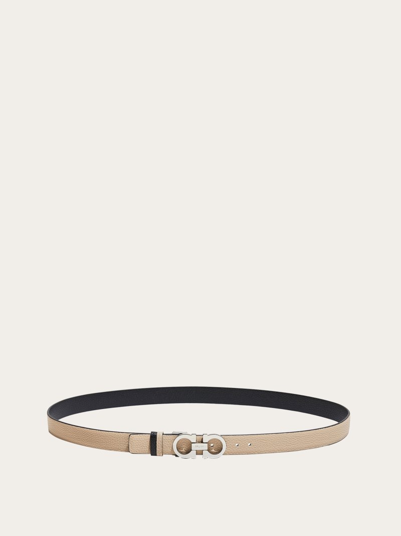 Ferragamo | Women's Reversible And Adjustable Gancini Belt - New Bisque/Black