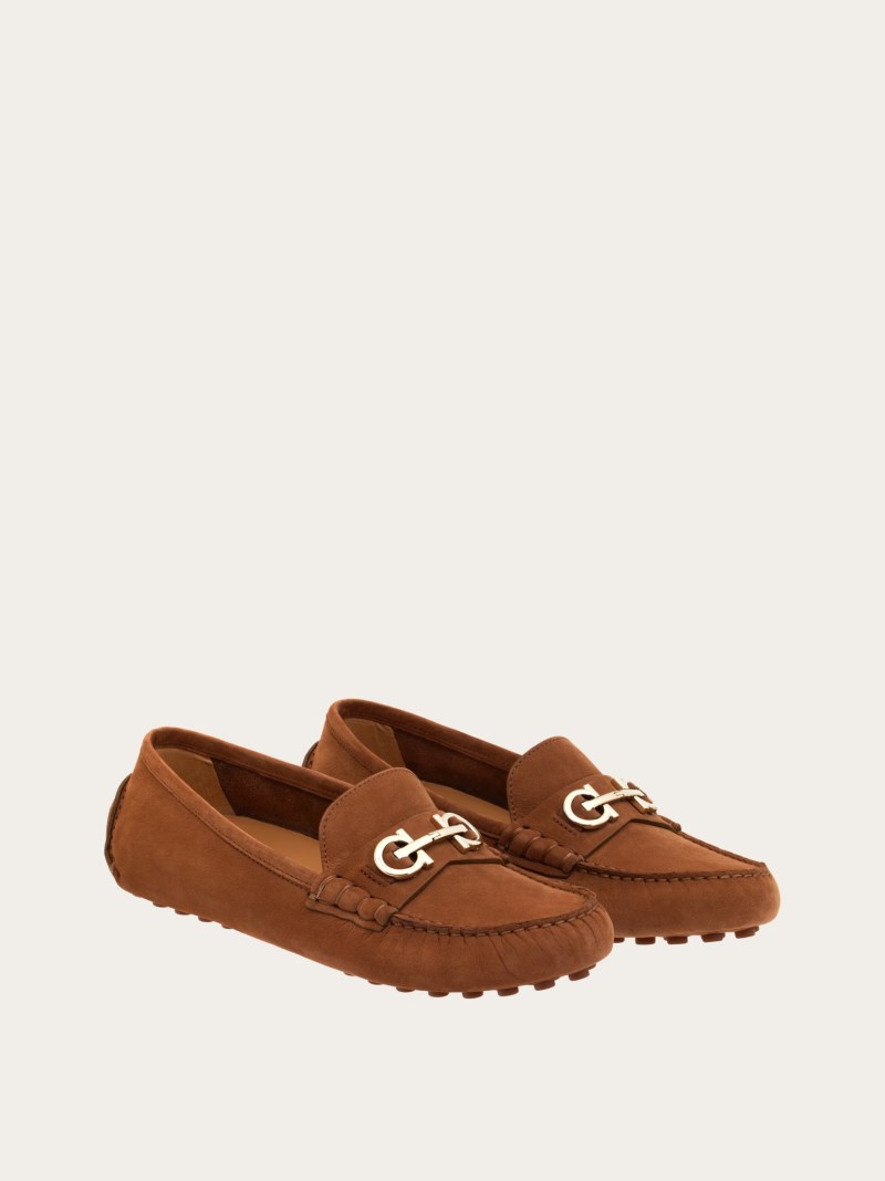 Ferragamo | Women's Driver With Gancini Ornament - Tan
