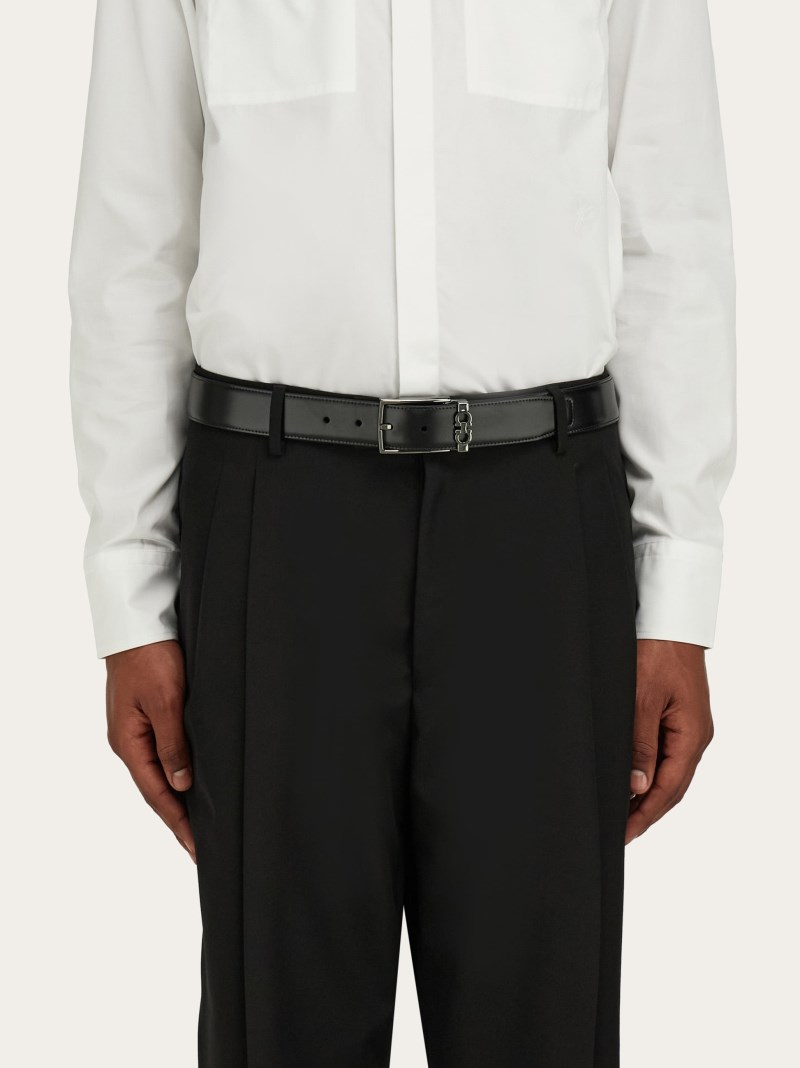 Ferragamo | Men's Reversible And Adjustable Gancini Belt - Midnight Blue/Black