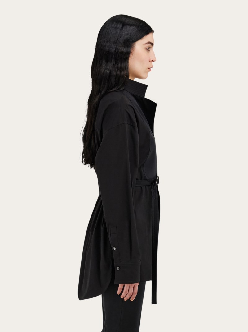 Ferragamo | Women's Long Sleeved Shirt With Bib Detail - Black