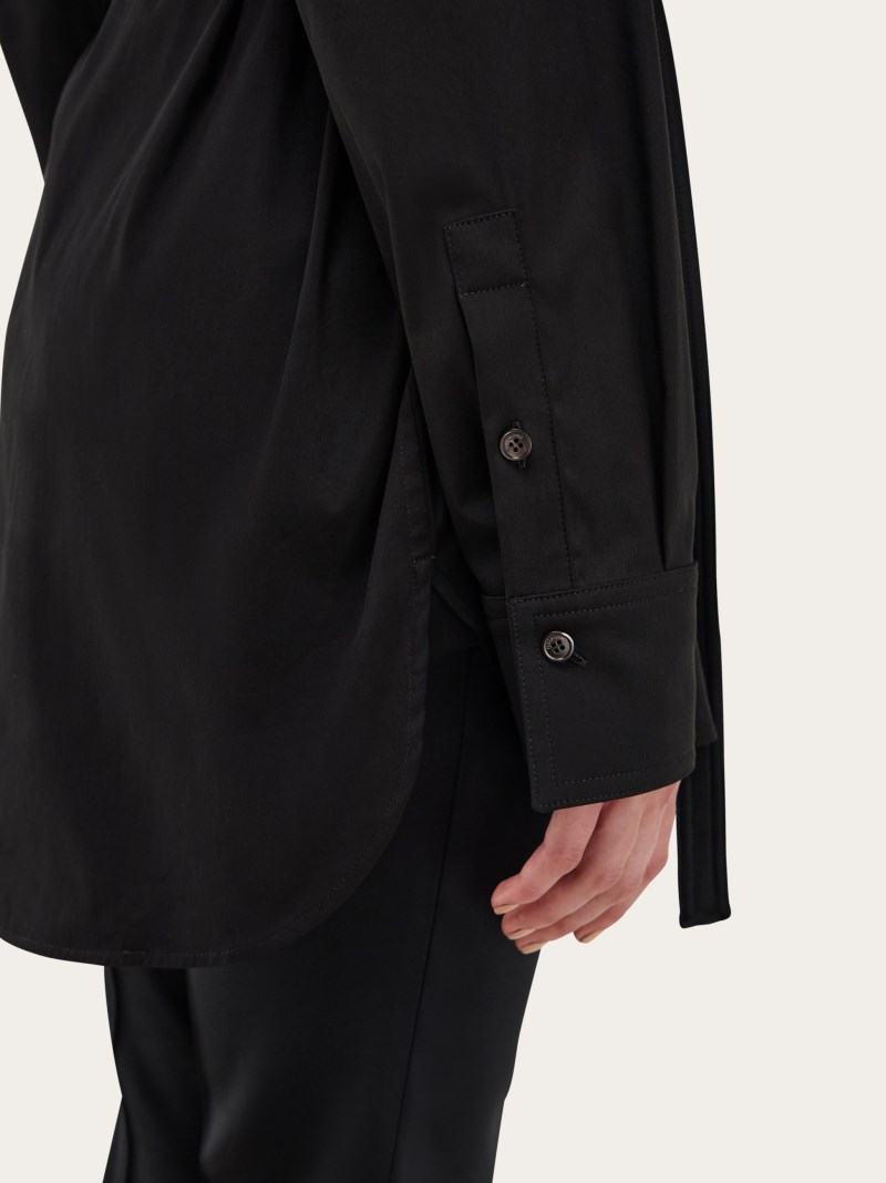 Ferragamo | Women's Long Sleeved Shirt With Bib Detail - Black