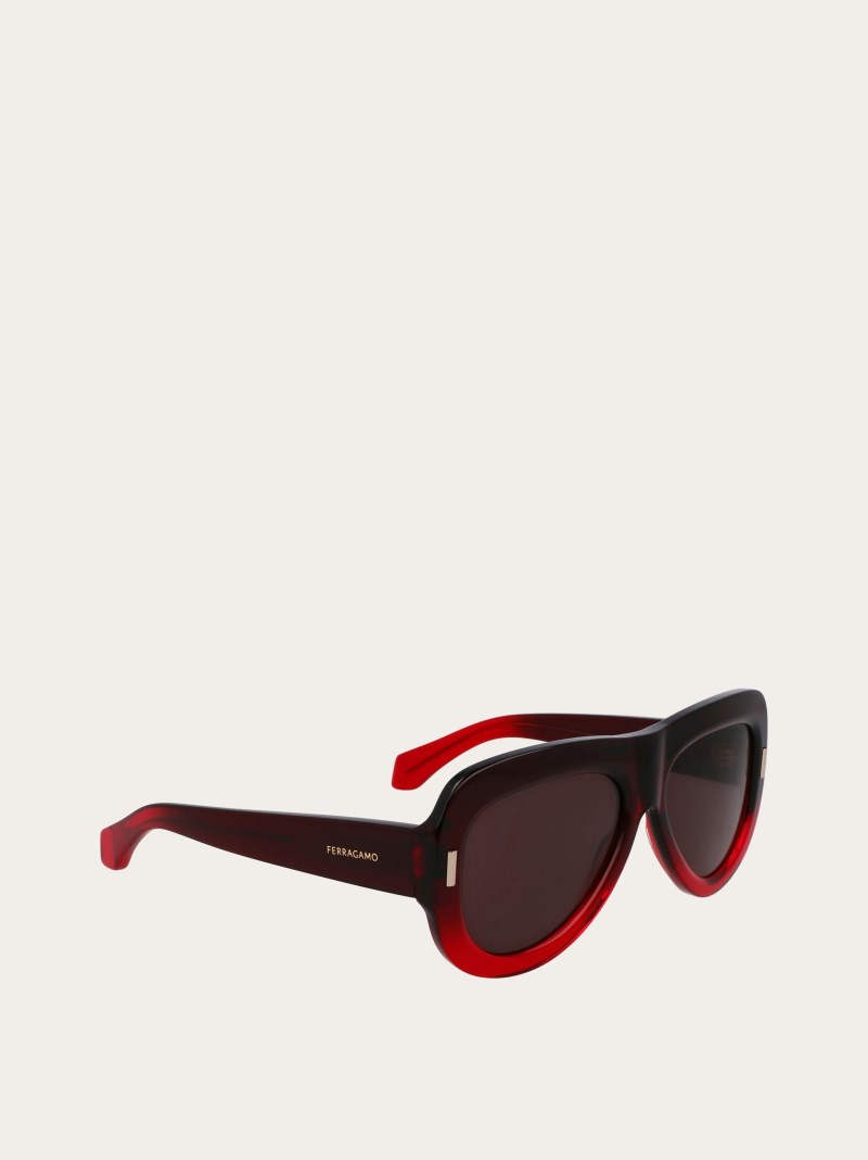 Ferragamo | Women's Sunglasses - Transparent Dark Red/Brown