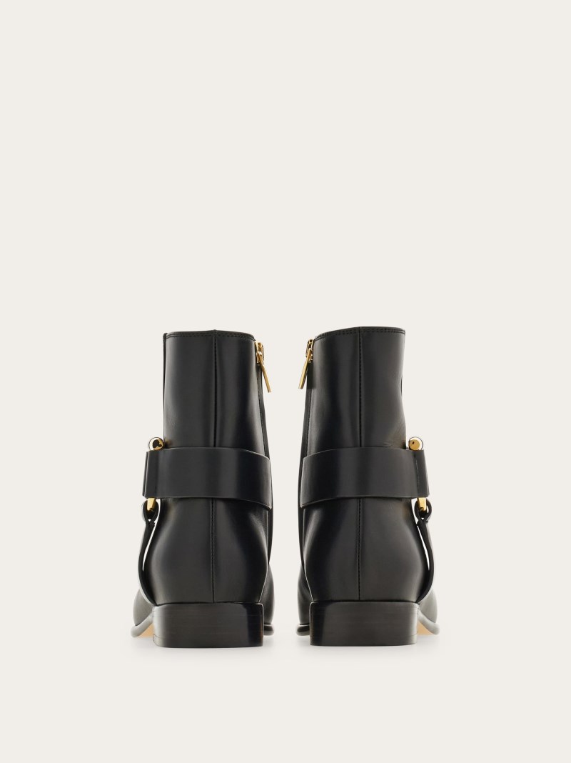 Ferragamo | Women's Gancini Ornament Ankle Boot - Black