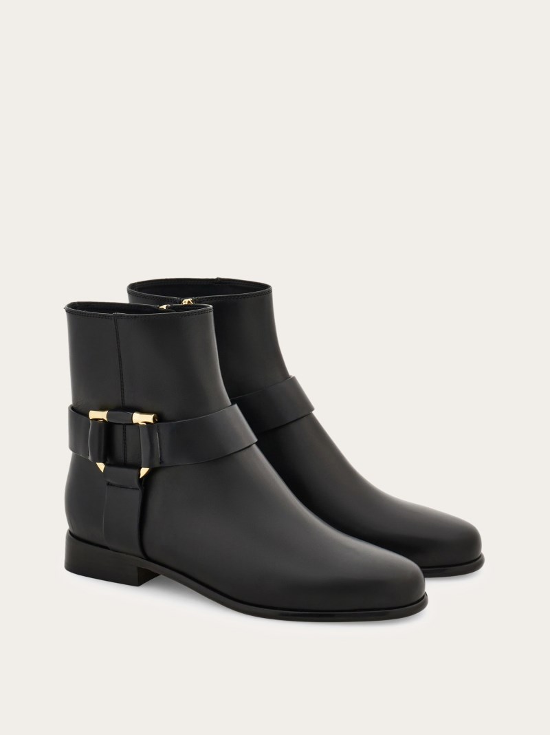 Ferragamo | Women's Gancini Ornament Ankle Boot - Black