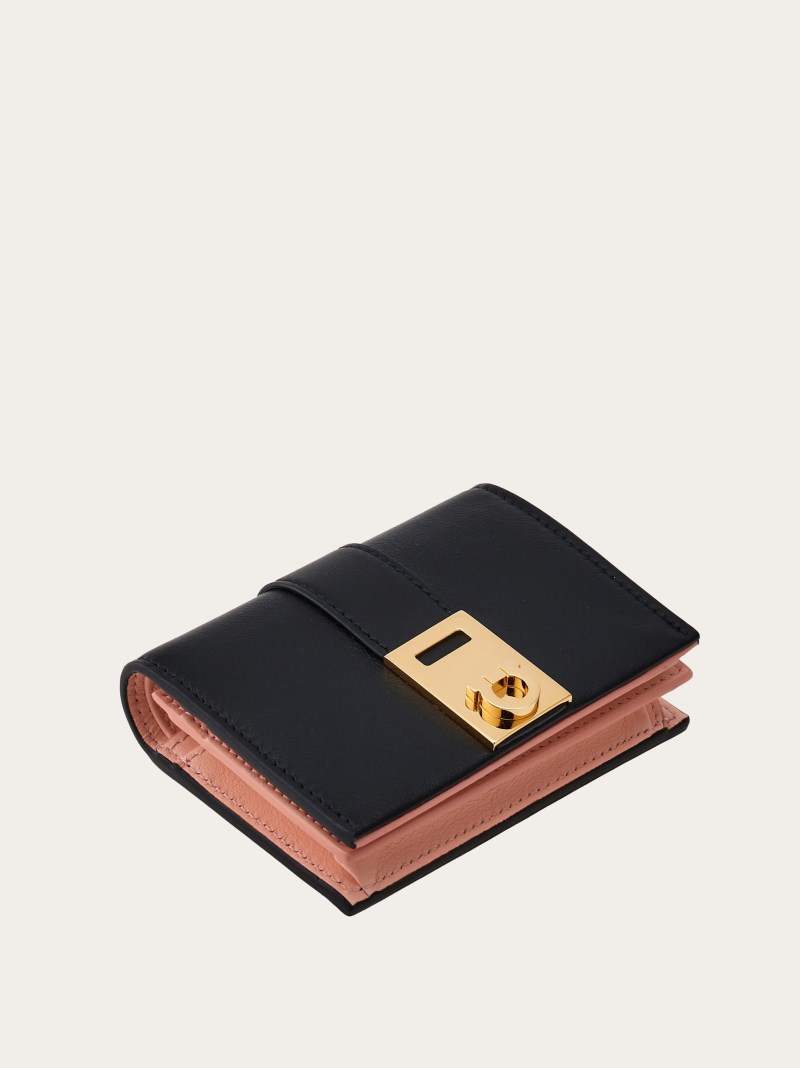 Ferragamo | Women's Hug Compact Two-Tone Wallet - Black/Nylund Pink
