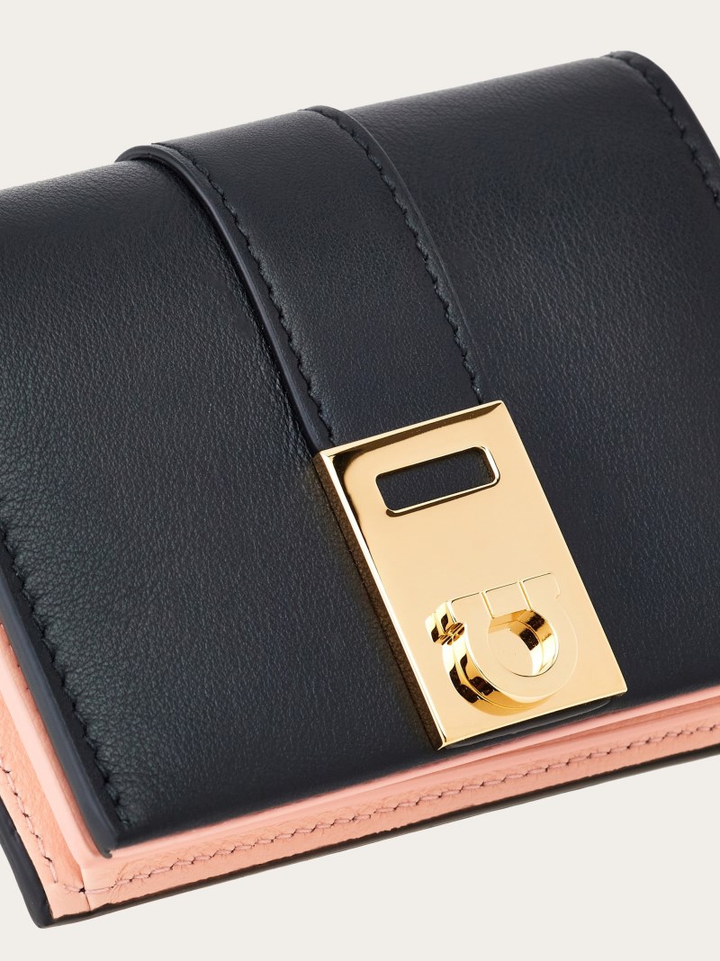 Ferragamo | Women's Hug Compact Two-Tone Wallet - Black/Nylund Pink
