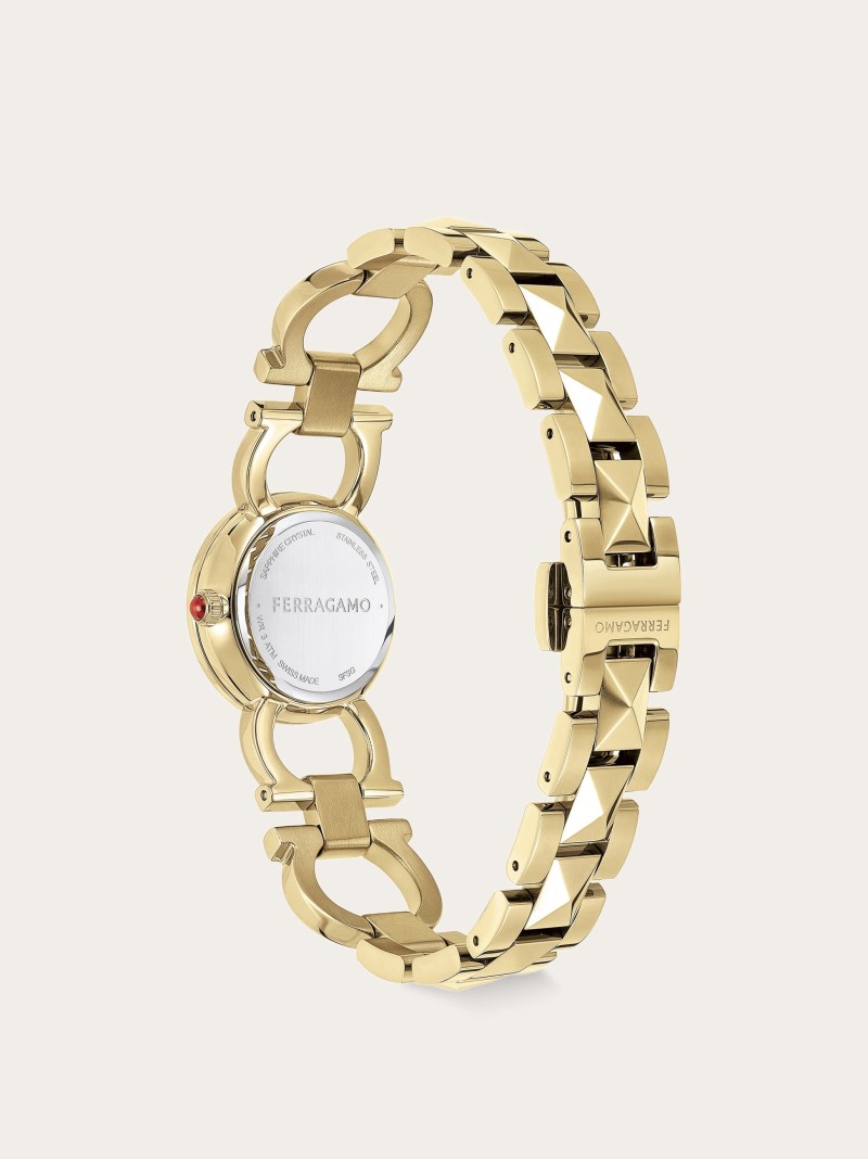 Ferragamo | Women's Double Gancini Stud Watch - Ip Yellow Gold/White Silver
