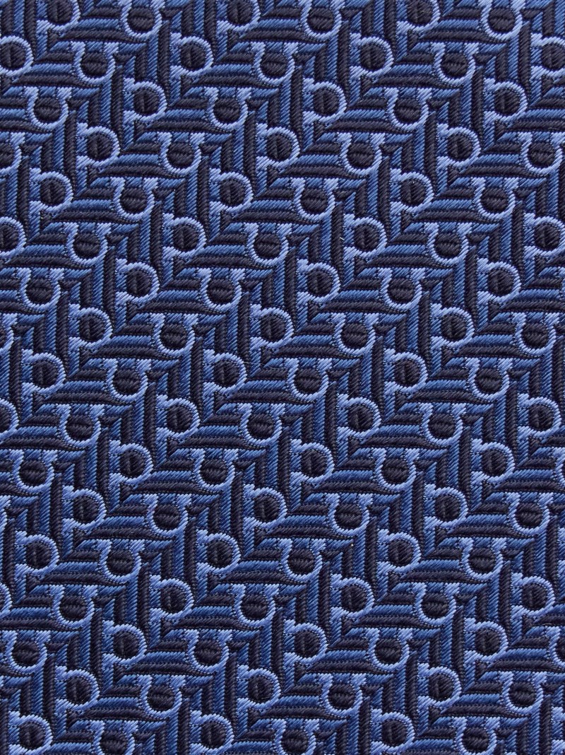 Ferragamo | Men's Jacquard Tie With Diagonal Gancini - Navy Blue