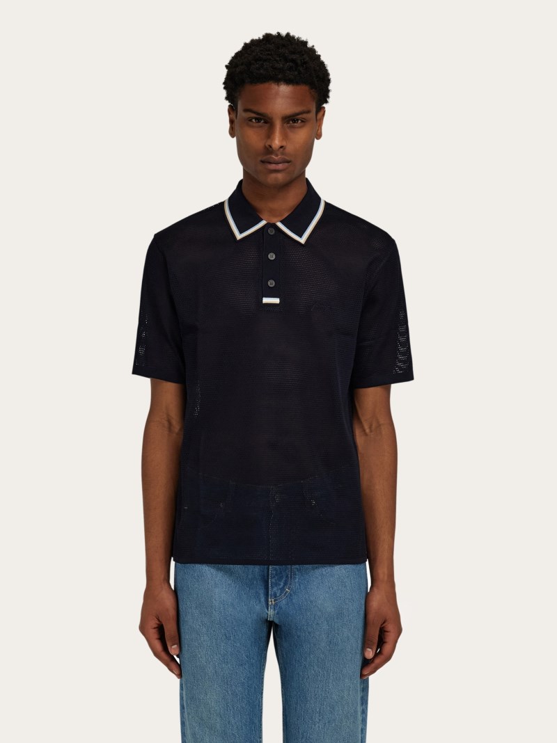 Ferragamo | Men's Short Sleeved Polo Shirt - Navy Blue