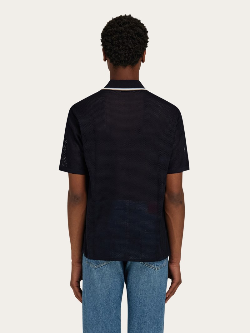Ferragamo | Men's Short Sleeved Polo Shirt - Navy Blue
