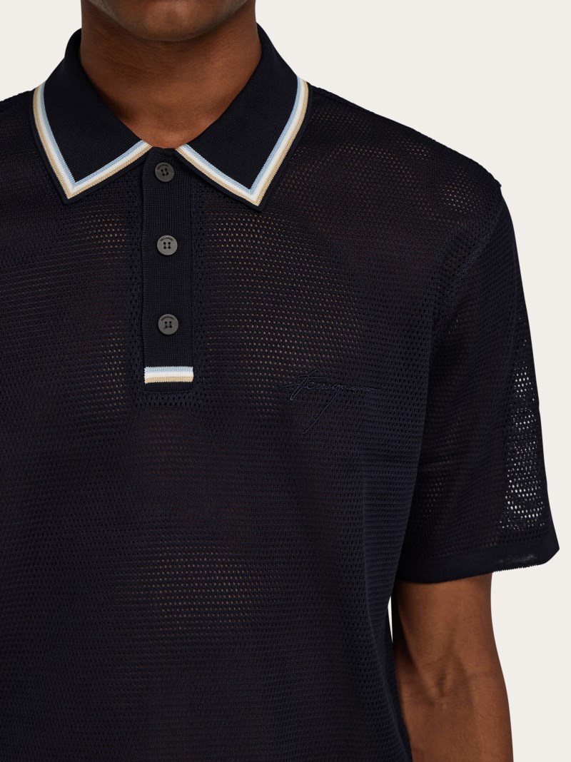 Ferragamo | Men's Short Sleeved Polo Shirt - Navy Blue
